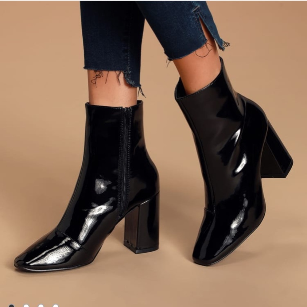 My Generation Black Patent High Heel Mid-Calf Boot